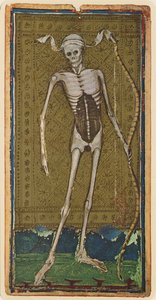 Morte, fascínio de uma carta de tarô do convés "Visconti", 1441-47